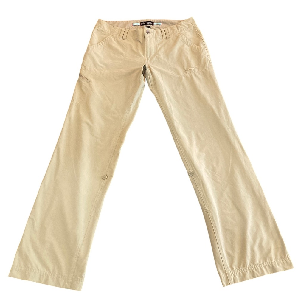 Marmot Pants Womens 8 Tan Khaki Hiking Roll Up‎ Tab Straight Outdoor Zip Pocket